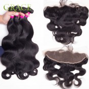 13X4 Body Wave Ear To Ear Lace Frontal Closure With Bundles Brazilian Hair Swiss 13X4 Lace Frontal With Bundles Queen King Hair