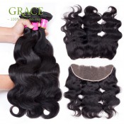 13×4 Body Wave Ear to Ear Lace Frontal Closure With Bundles Virgin Brizilian Human Hair Weave 3 bundles with frontal closure