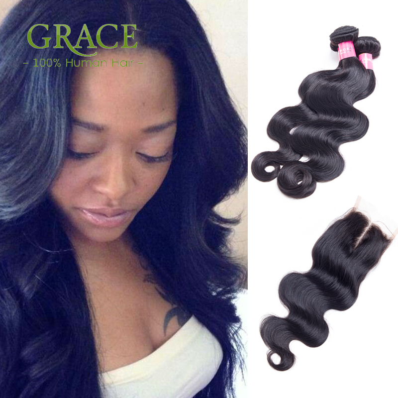 Peruvian Virgin Hair Body Wave With Closure Peruvian Human Hair With Closure 7A Peruvian Body Wave 3 Bundles With Closure