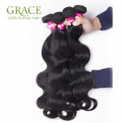 Wholesale Grace Hair Products Peruvian Body Wave 4pcs Lot Unprocessed Peruvian Virgin Hair Weave Natural Black Peruvian Hair