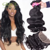 Ear to Ear Lace Frontal Closure With Bundles 7A Lace Frontals With Baby Hair Peruvian Virgin Hair With Frontal Closure Bundles