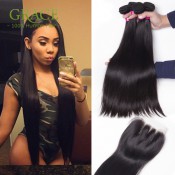 Queen Hair Products With Closure Bundle 5 Pcs/Lot Peruvian Virgin Hair With Closure 7a Unprocessed Human Hair Weave With Closure