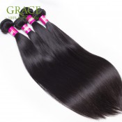 7A Brazilian Virgin Hair With Closure Grace Hair Products 3 Bundles With Closure Virgin Brazilian Straight Hair With Closure
